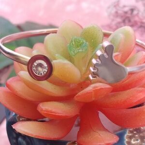 SS Rose Gold Foot Open Bangle Bracelet